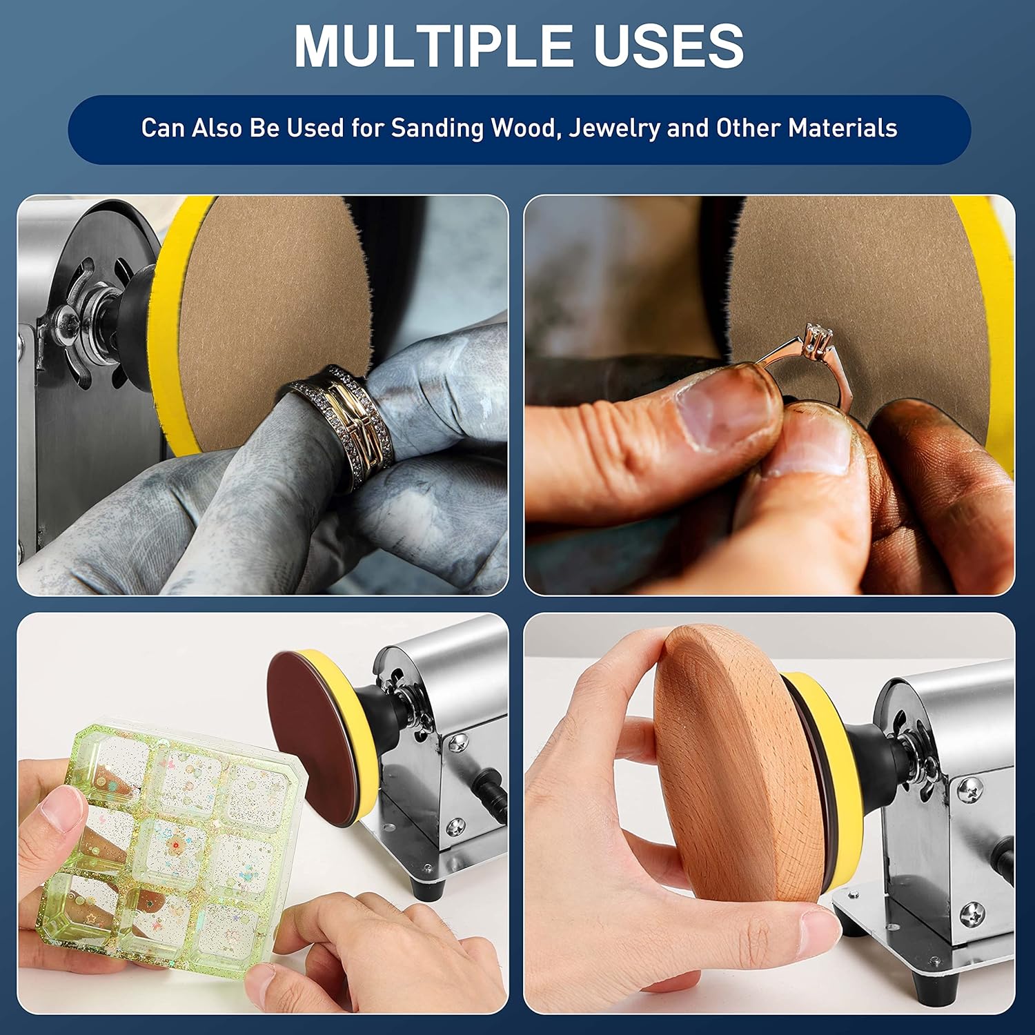 Electric Resin Polishing Machine, Resin Sanding and Polishing Kit Sander, 90W 7-Speed 24V, Including 26 PCS Sandpaper Resin Grinding Polisher Supplies, Epoxy Casting Tools for Resin Molds