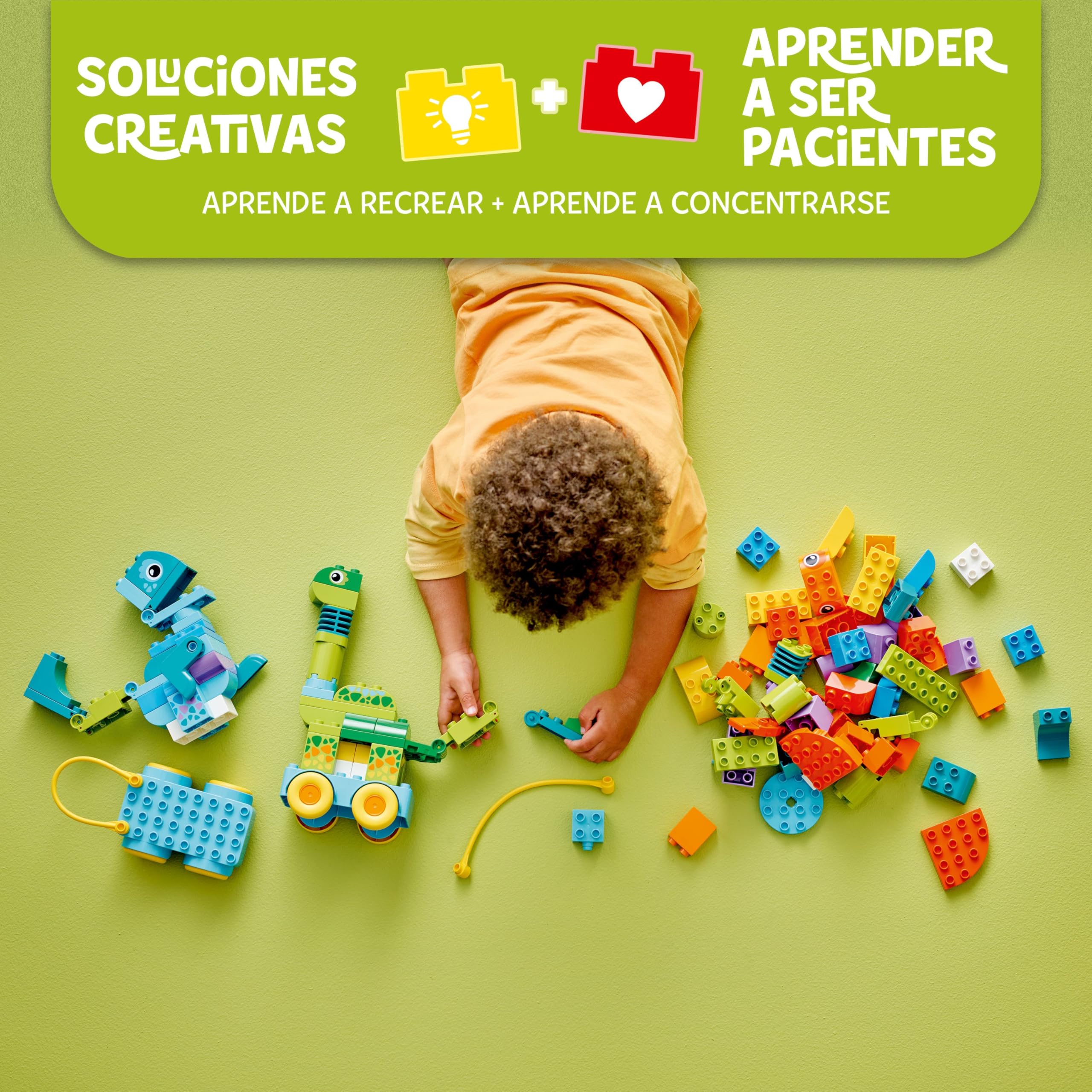 LEGO Duplo Dinosaurios sobre Ruedas 3en1 - Juguete Educativo para Niños y Niñas de 3+ Años - Figuras de Dinosaurios: Diplodocus y Tiranosaurio Rex, Triceratops y Stegosaurus o Pteranodon 10451