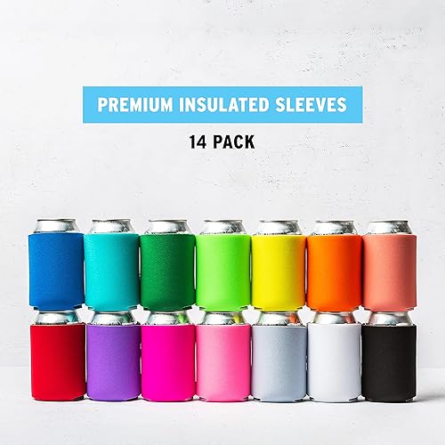 Miniatura 6 de Blank Beer Can Coolers Sleeves (14-Pack) Soft Insulated Beer Can Cooler Sleeves - HTV Friendly Plain Can Sleeves for Soda, Beer & Water Bottles