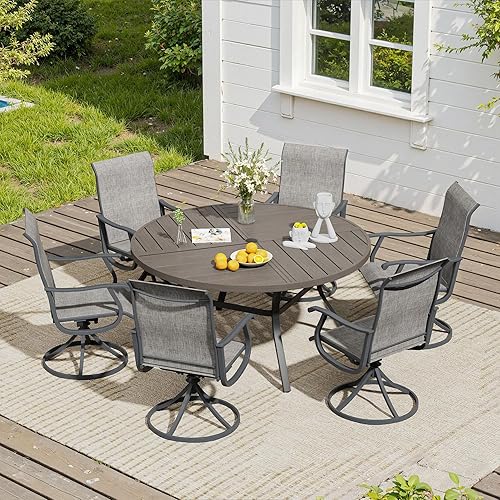 Miniatura 67 de VICLLAX Muebles pequeños de exterior de 3 piezas, 2 sillas giratorias de patio y mesa redonda pequeña para 2, sillas de carbón oscuro y negro Carbón