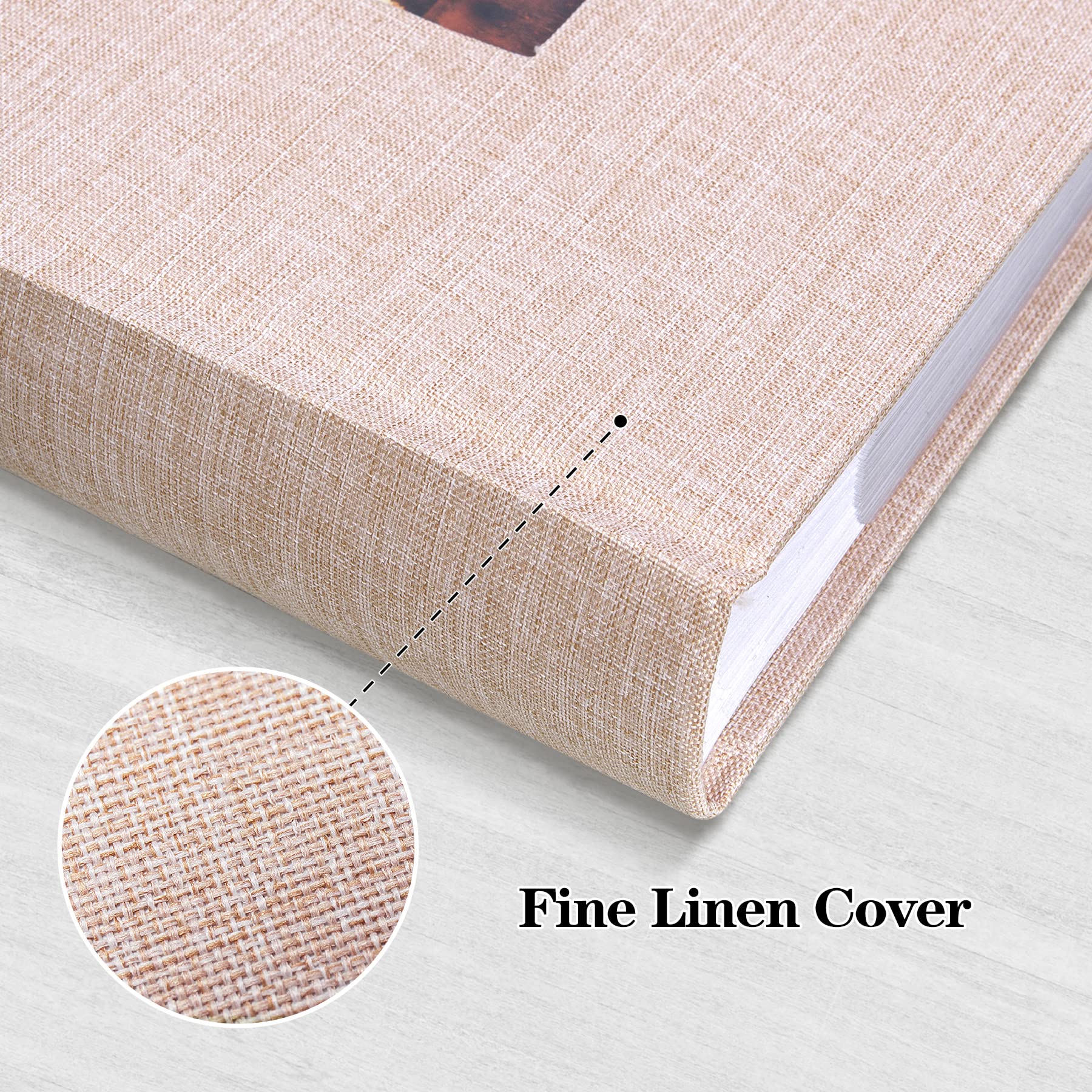 Mublalbum Álbum de fotos de 4 x 6 con 300 fotos, funda de lino con áreas de notas, libro de fotos para bodas, familiares, vacaciones, color beige