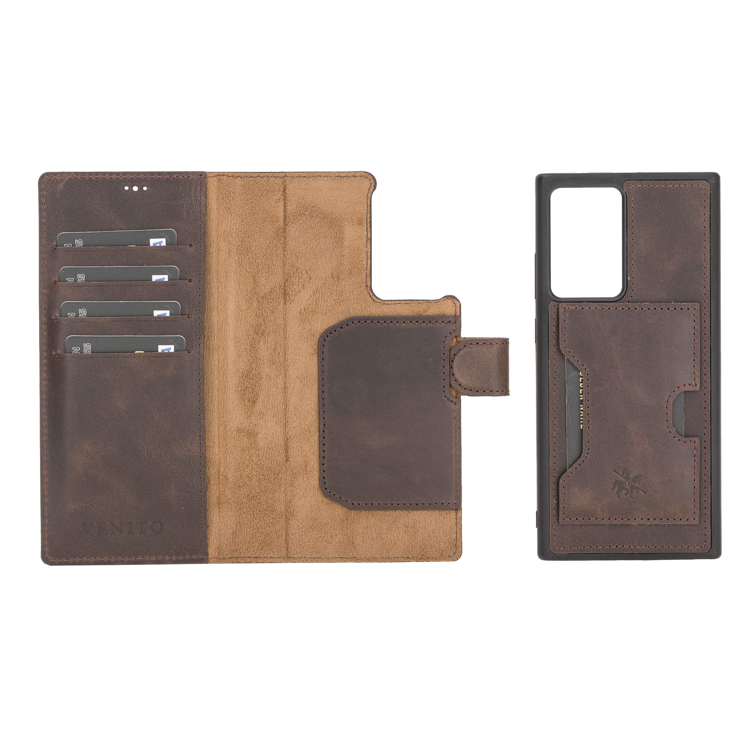 coffee brown leather wallet phone case with rfid blocking
