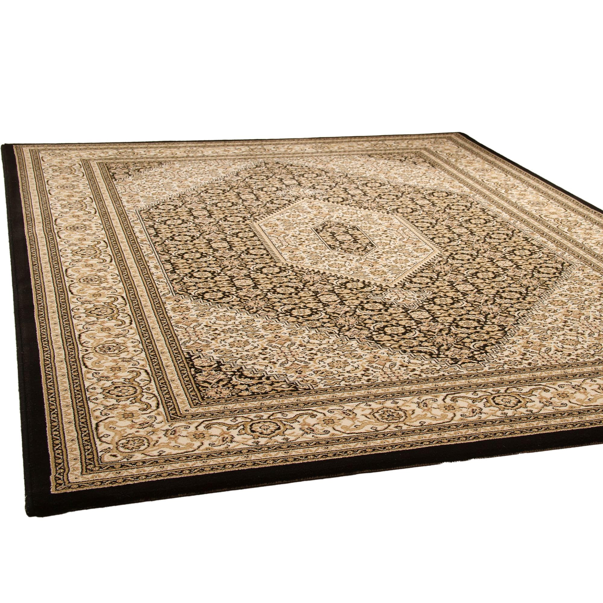 Steffensmeier Wohnzimmerteppich Classical Quality | Wohnzimmer | Beste Qualität | Orientalisch | Creme Schwarz Bidjar, Größe: 80x150 cm