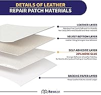 Vista 2 de Kit de cinta de parche de reparación de cuero, autoadhesiva para muebles, sofá, asientos de automóvil, silla de oficina, kit de reparación