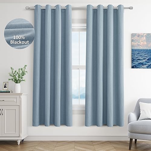 Miniatura 53 de Cream Linen Blackout Curtains 96 Length 2 Panels Set for Living Room Bedroom, 100% Black Out Thermal Insulated Linen Drapes, Room Darkening Grommet
