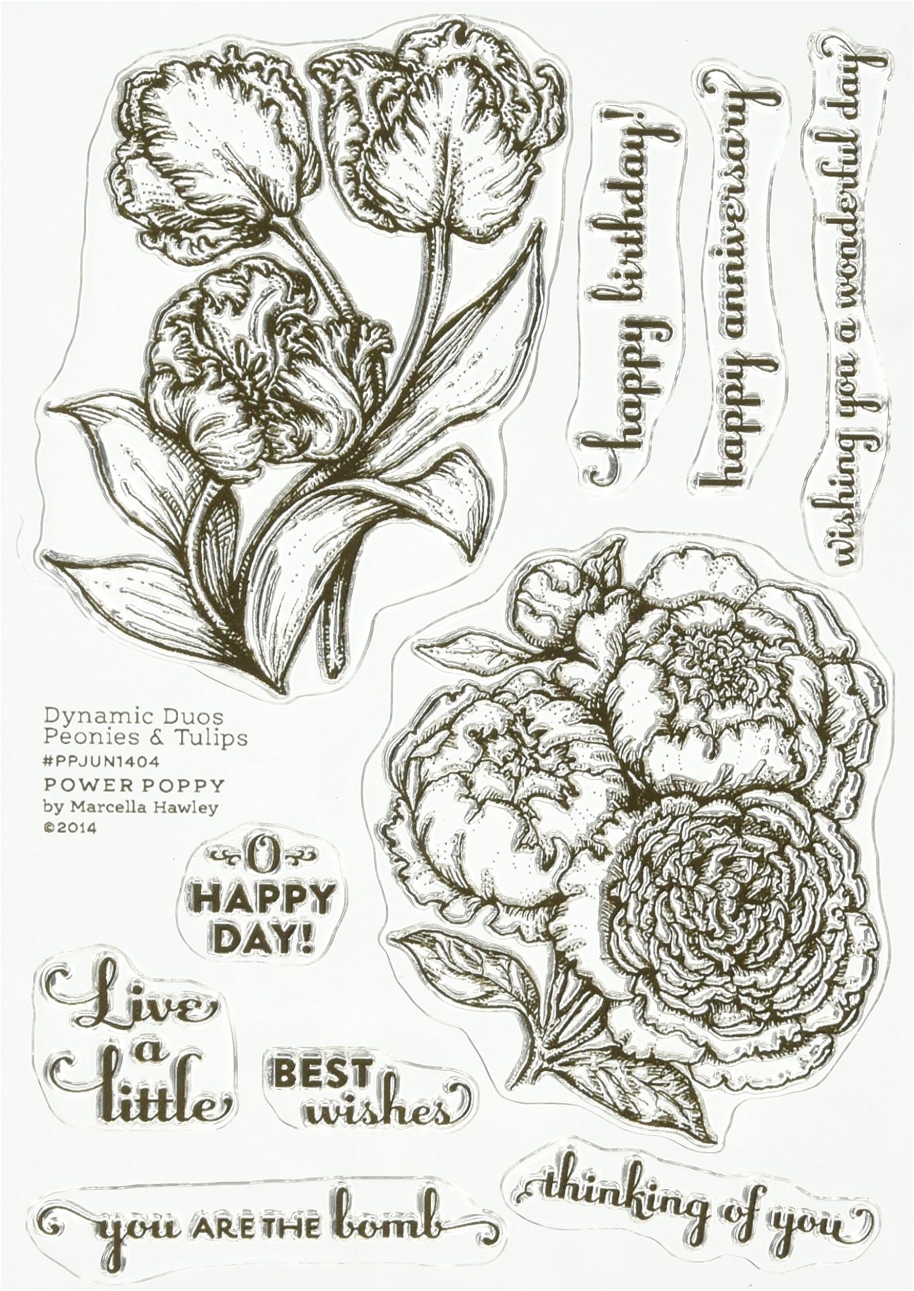 Dynamic Duos: Peonies & Tulips - Power Poppy Clear Stamps 4"X6"