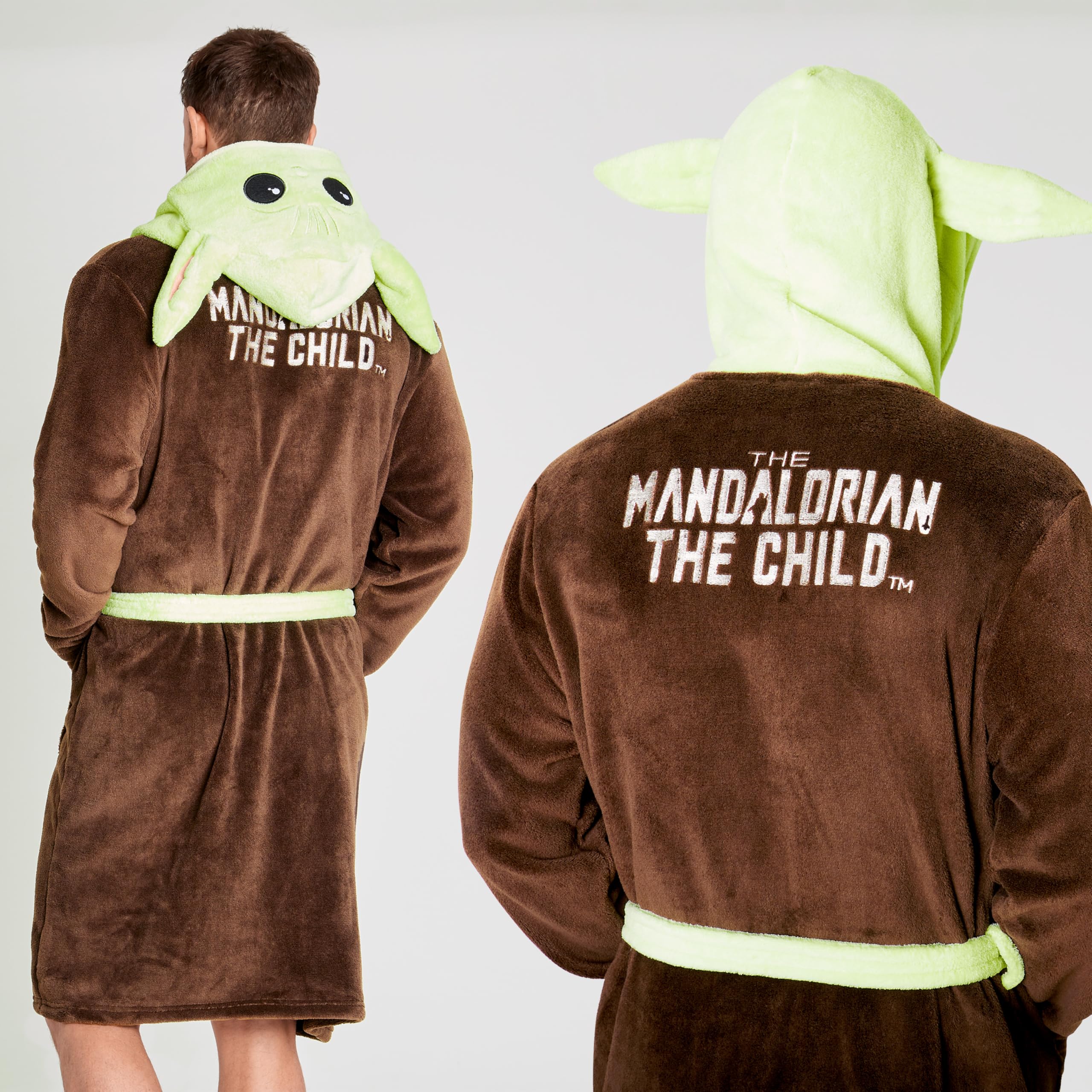 Disney The Mandalorian Baby Yoda Robe De Chambre Homme, Peignoir En Polaire Avec Capuche De Bébé Yoda, Idée De Cadeau Geek Pour Adulte Ou Ado Garçon