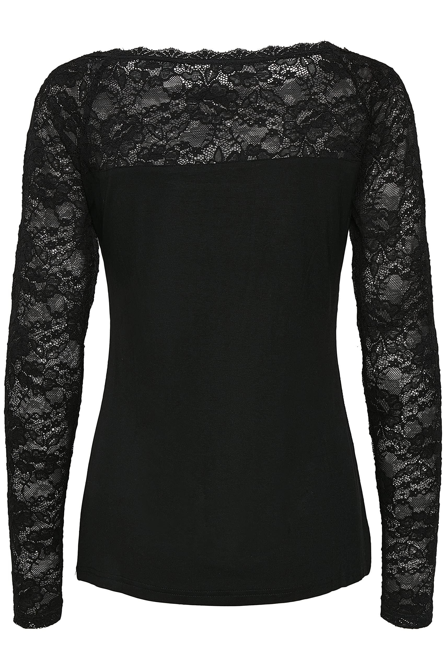 KAFFE Damen Langarm-Shirt Lacy Damen Bluse Top Spitze Oberteil Langarm Slim Fit Spitzenbluse Lange Ärmel