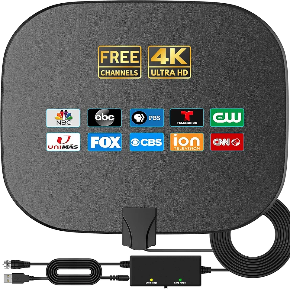2200+ Mile Long Range TV Antenna with 360° Amplifier - Free Channels Booster