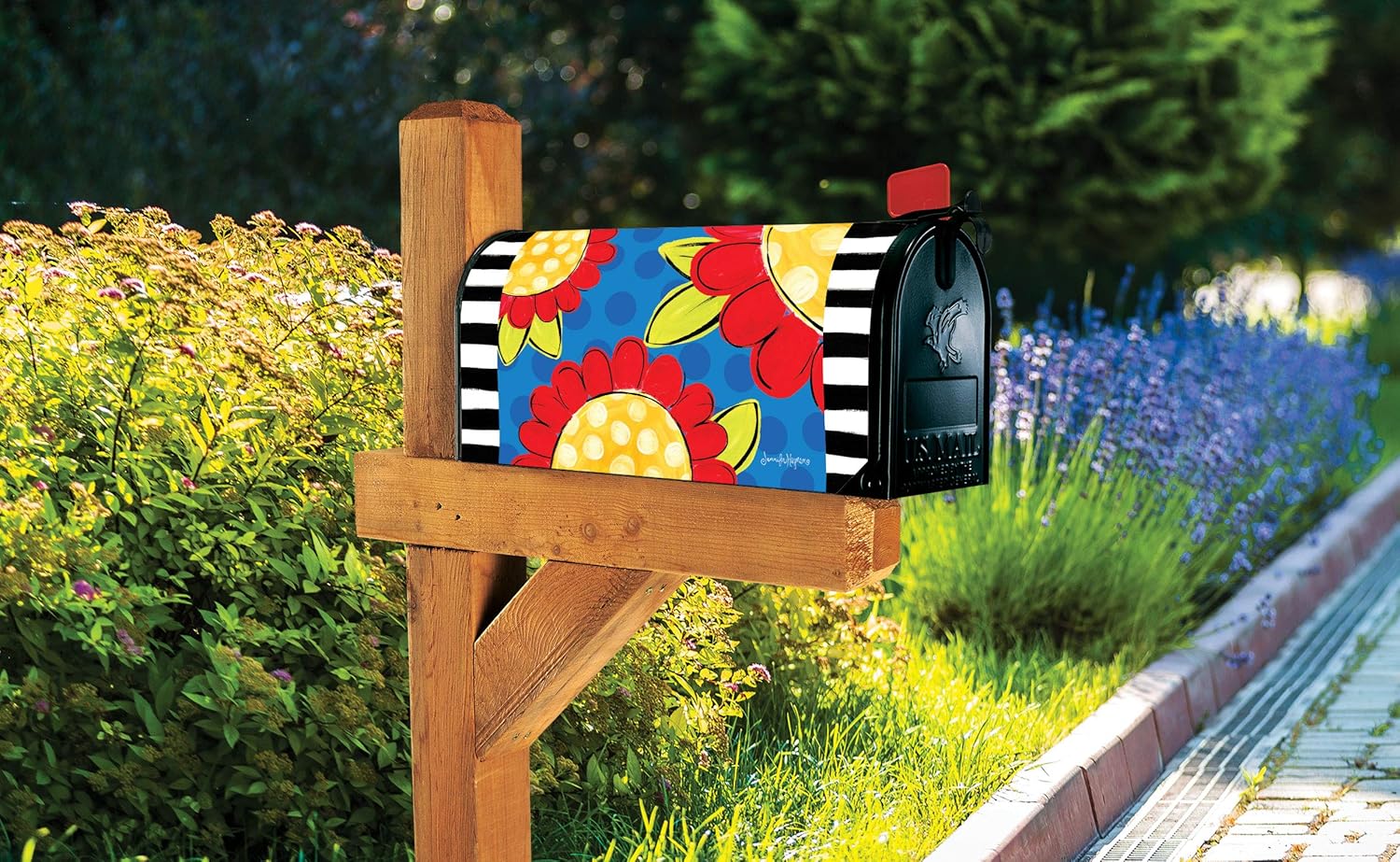 MailWraps Studio M Pop of Flowers Decorative, The Original Magnetic Mailbox Cover, Made in USA, Superior Weather Durability, Standard Size fits 6.5W x 19L Inch Mailbox