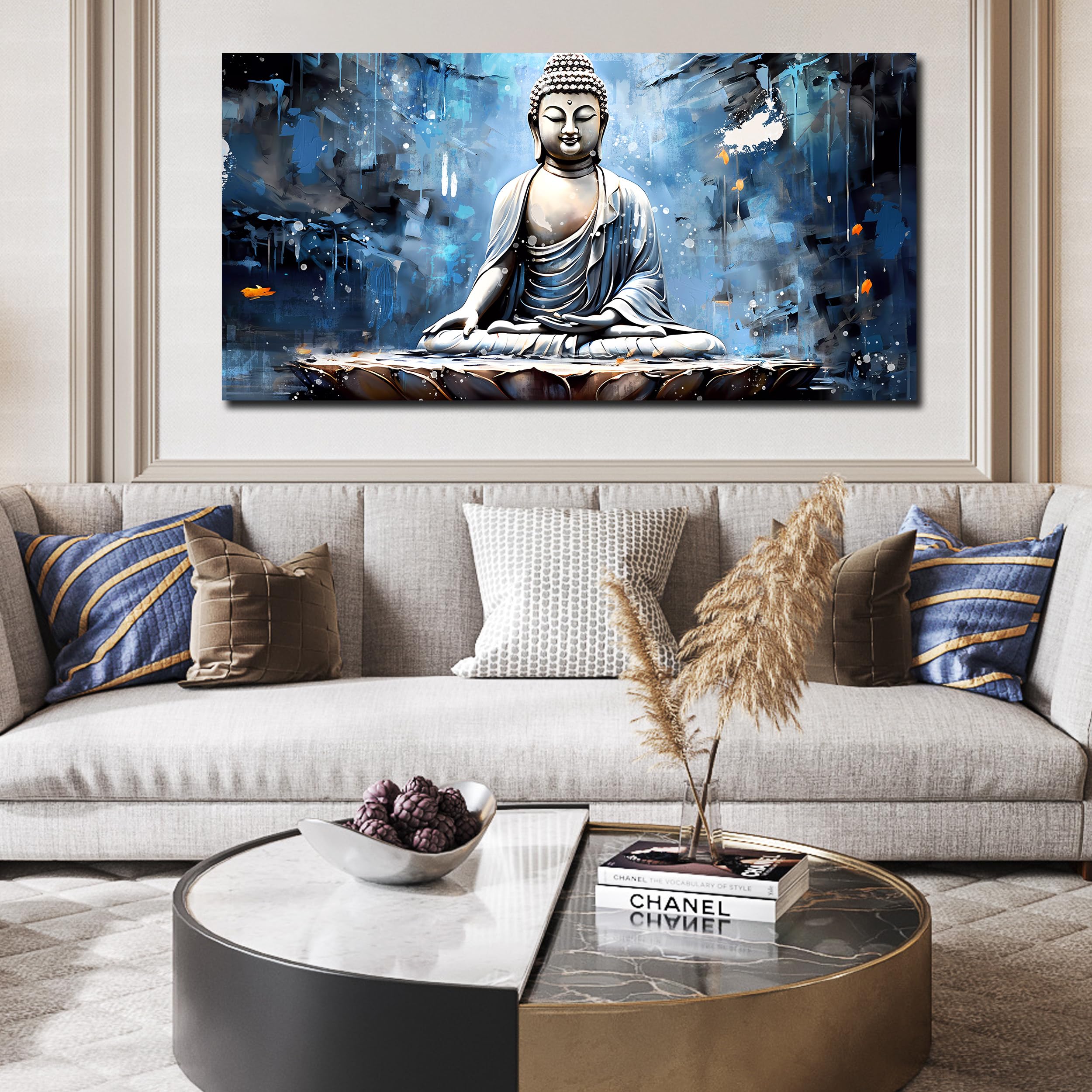 フレーム付きアート/グリーンルーム Amazon.com: Xxliren Blue Zen Wall Art for Living Room Large