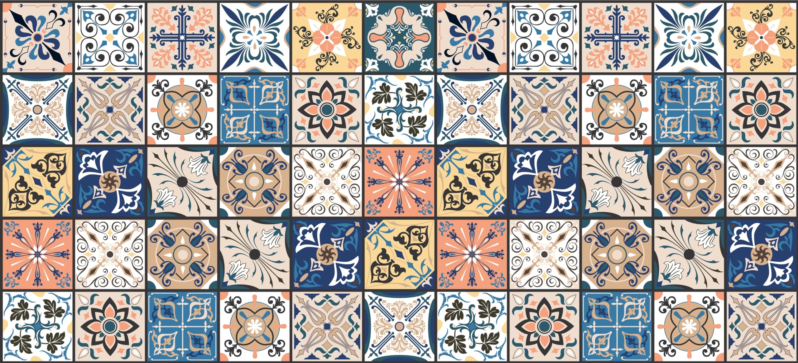 Alfombra VINILICA PROTEGIDA Estampada Vinilo DE PVC FÁCIL Limpieza Antideslizante Base DE Goma BALDOSA HIDRAULICA Adara (40x60cm)