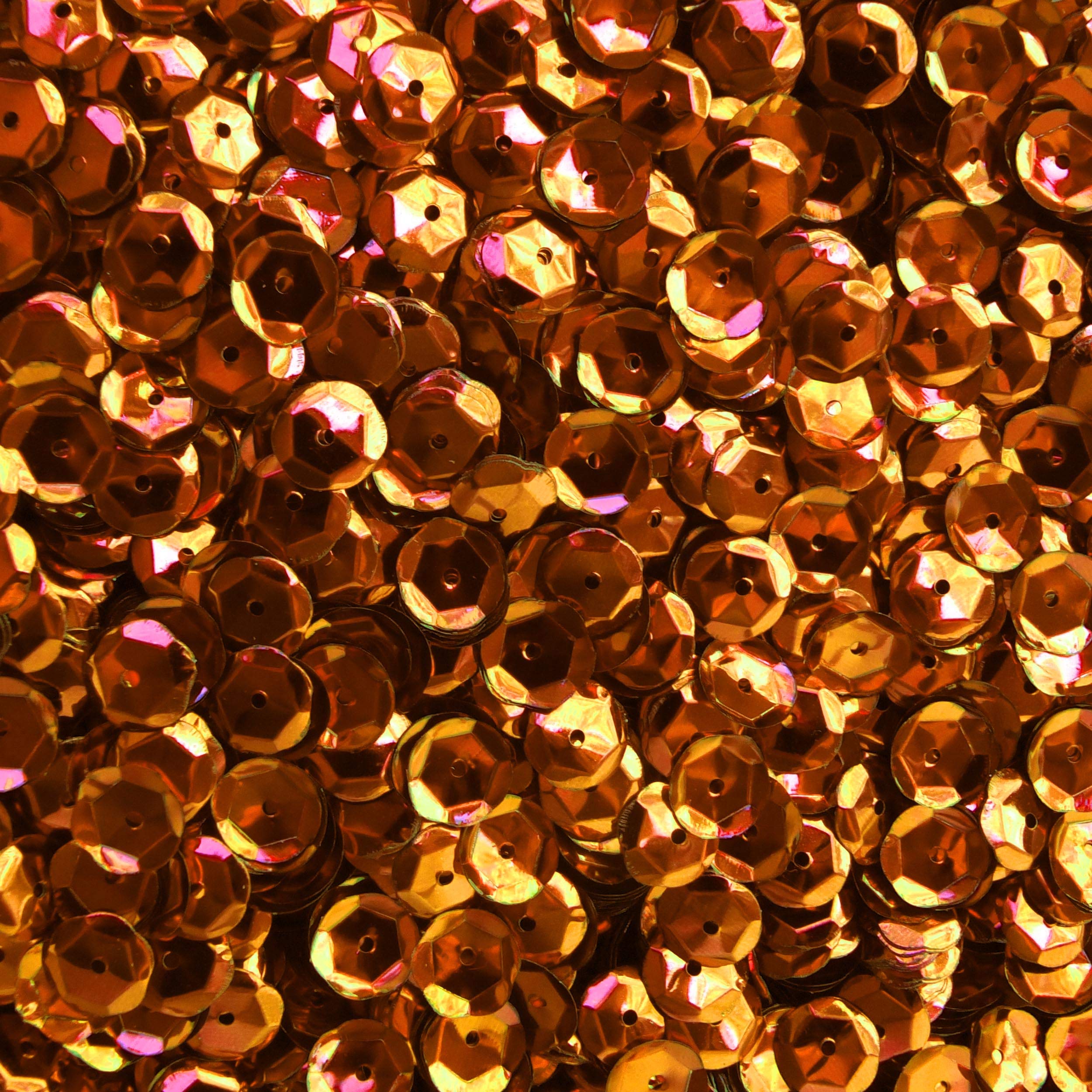 8mm Cup Sequins Orange Metallic Medium Hole Made in USA