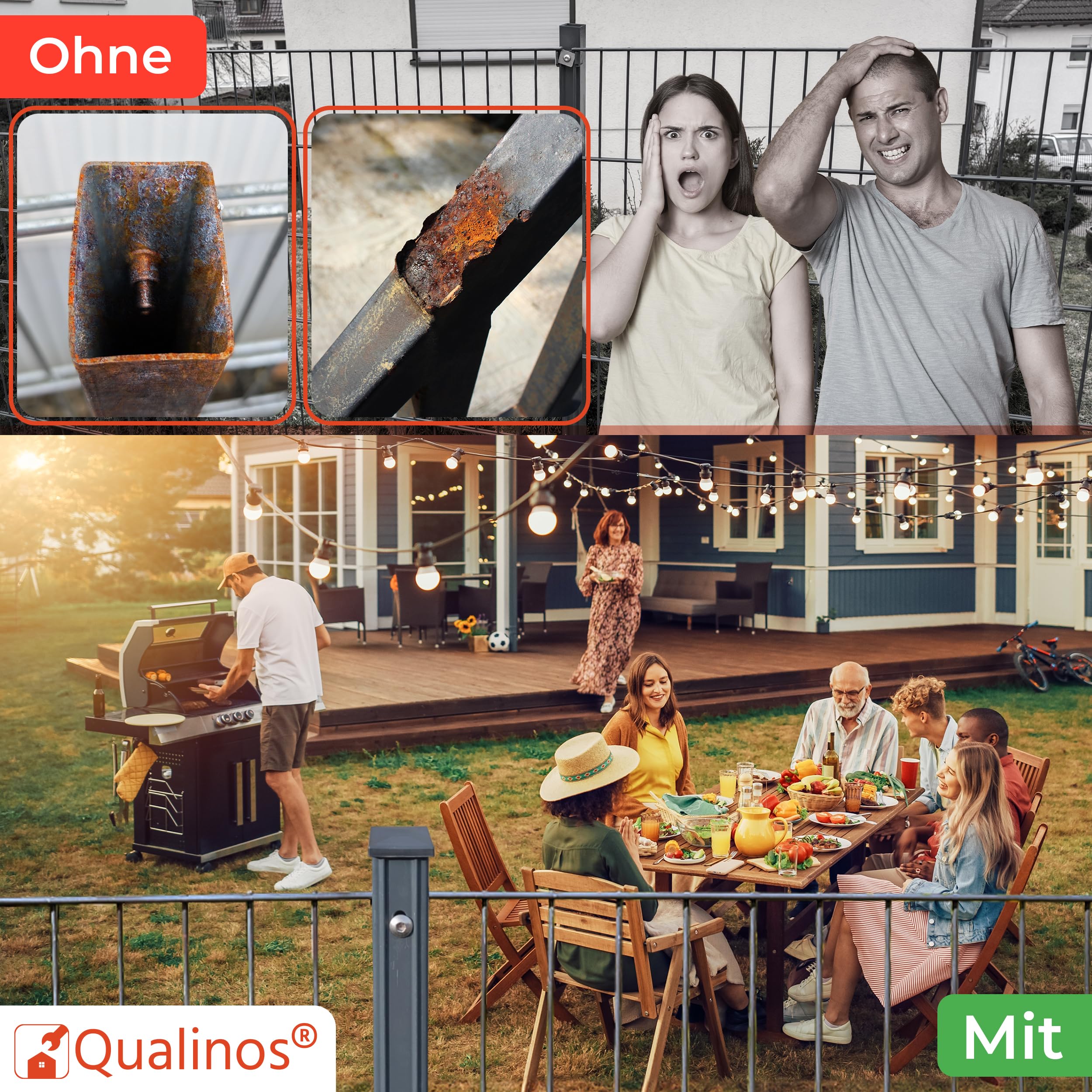 10x Zaunkappen Kunststoff 40x60mm mit Sicherungssteg | Pfostenkappen für Doppelstabmattenzaun | Abdeckkappen UV-stabilisiert | Zaunpfosten Kappen Made in Germany (Anthrazit 7016)