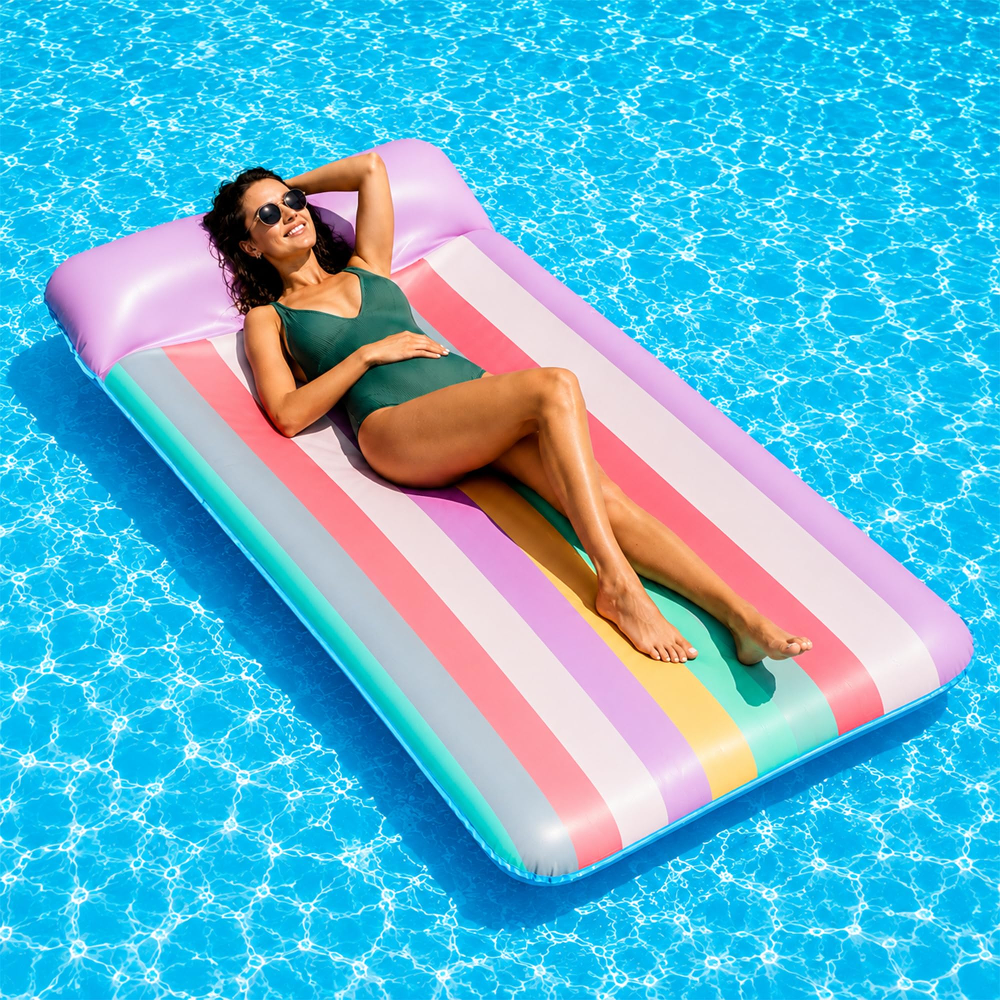 FindUWill Fabric-Covered Inflatable Pool Float