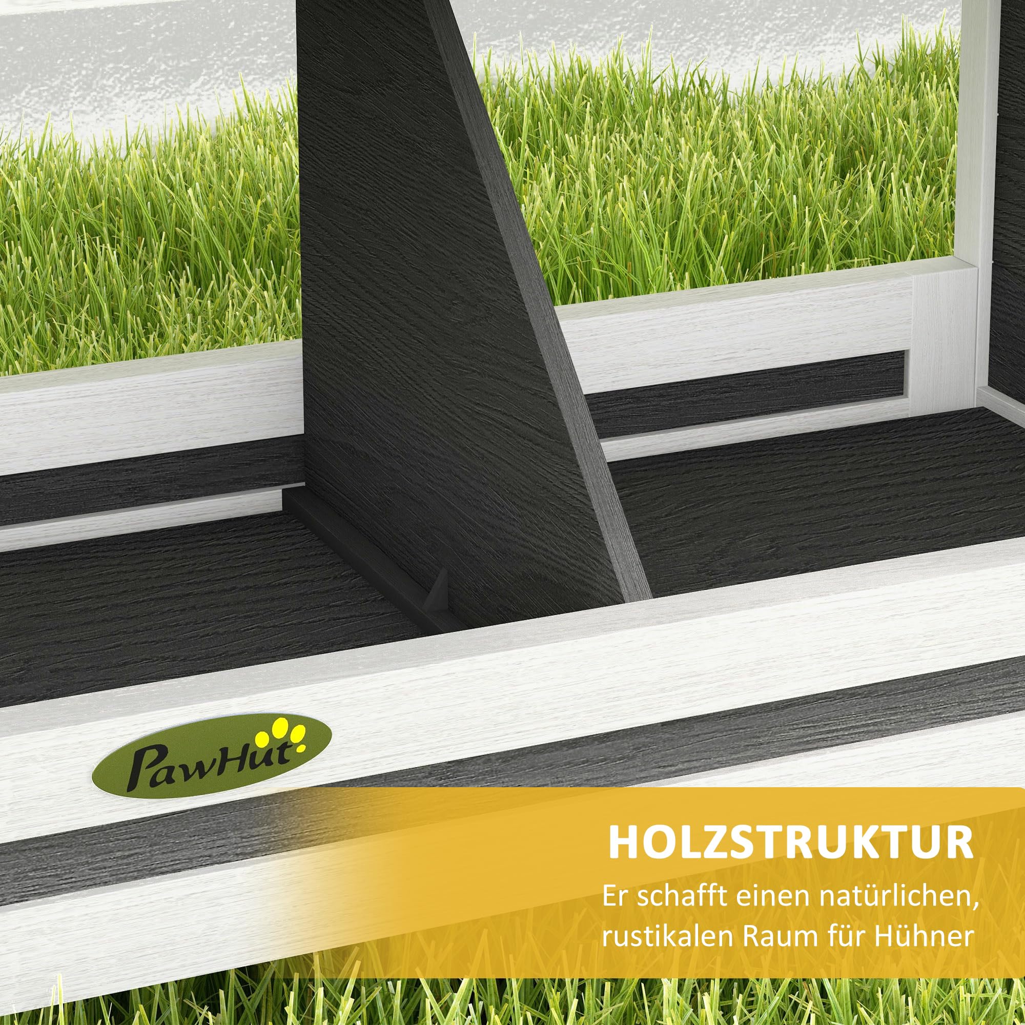 PawHut Legenest für Hühner, Abrollnest aus Holz mit Asphaltdach, erhöhtem Boden, Hühnernest für bis zu 2 Hühner, Geflügelnest für Kleintierstall 66 x 37 x 34 cm, Grau