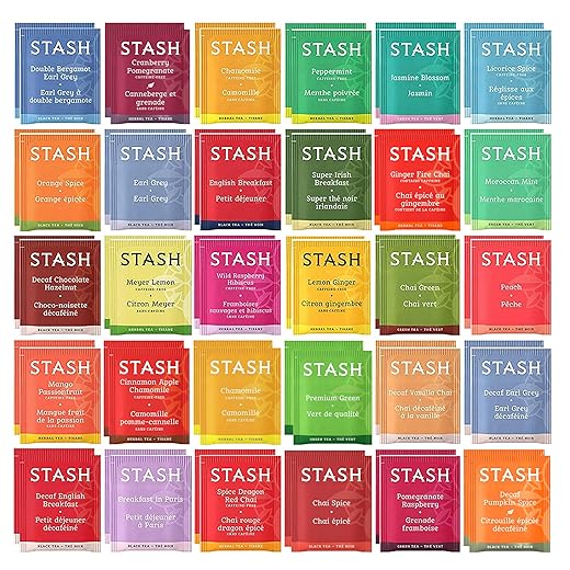 Stash Tea Bags Sampler Assortment Box - 52 COUNT - Perfect Variety Pack Gift Box - Gift for Family, Friends, Coworkers - English Breakfast, Green, Moroccan Mint, Peach, Chamomile and more