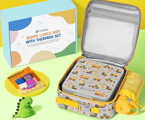 Miniatura 5 de Fimibuke Caja Bento para niños y adultos – Juego de lonchera Bento de 3 a 4 compartimentos a prueba de fugas con tarro de comida aislado, botella