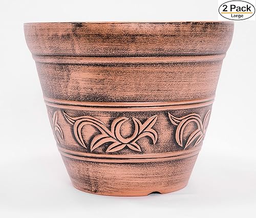 Miniatura 8 de Corinthian Order Inspired Look maceta de plástico de 10 x 8 pulgadas para interiores, exteriores, jardín, patio, adornos de oficina, decoración del