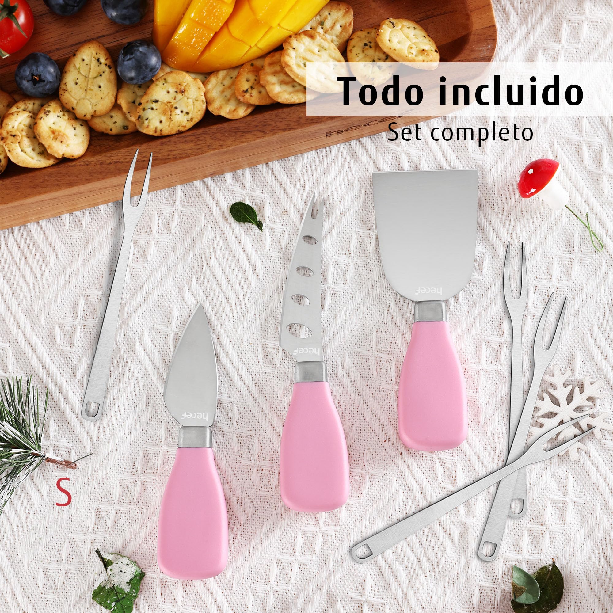 hecef Tabla de quesos Grande de Madera con Accesorios, 2 cajones