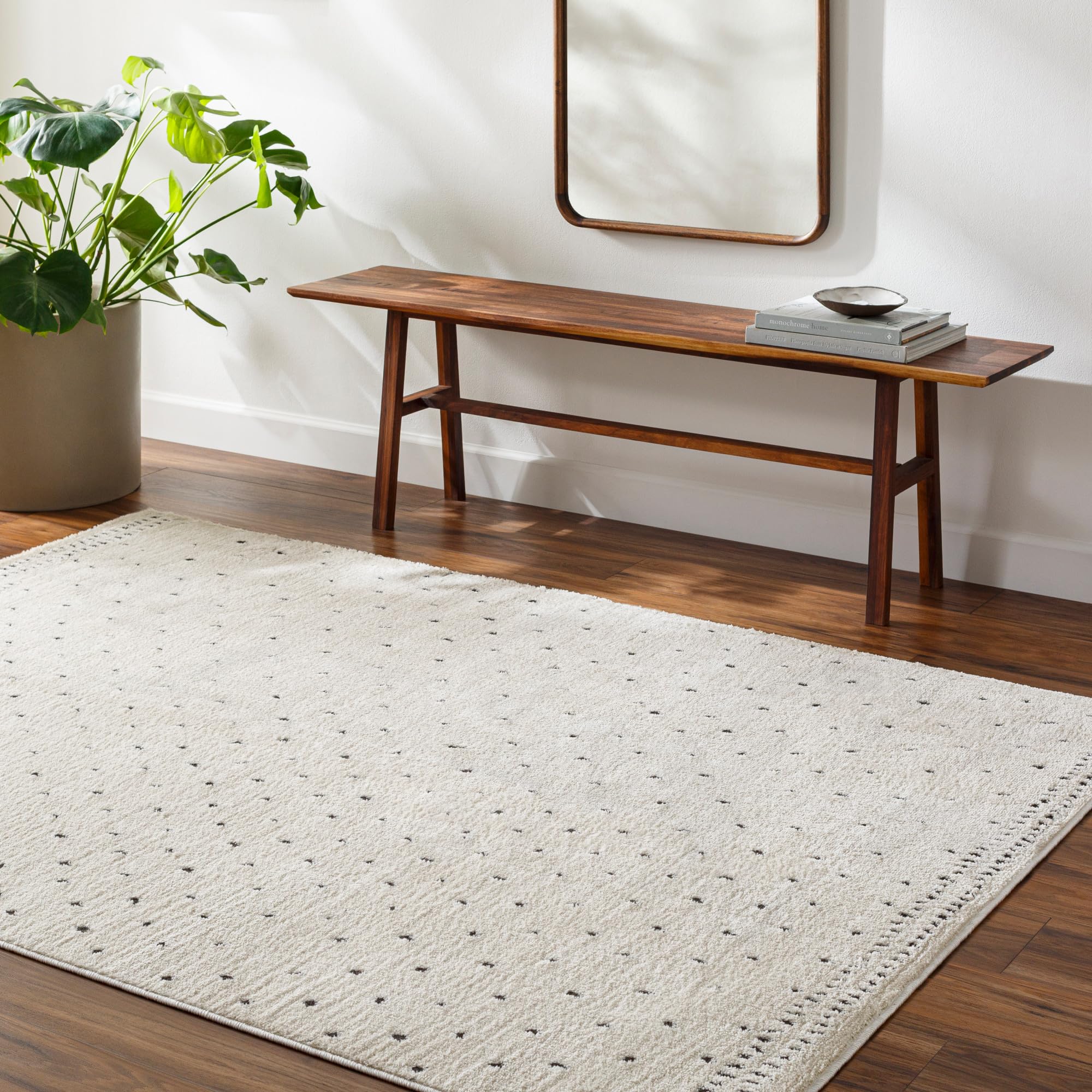 Livabliss Freud Contemporary Machine Woven Area Rug, 9'2" x 12', Ivory