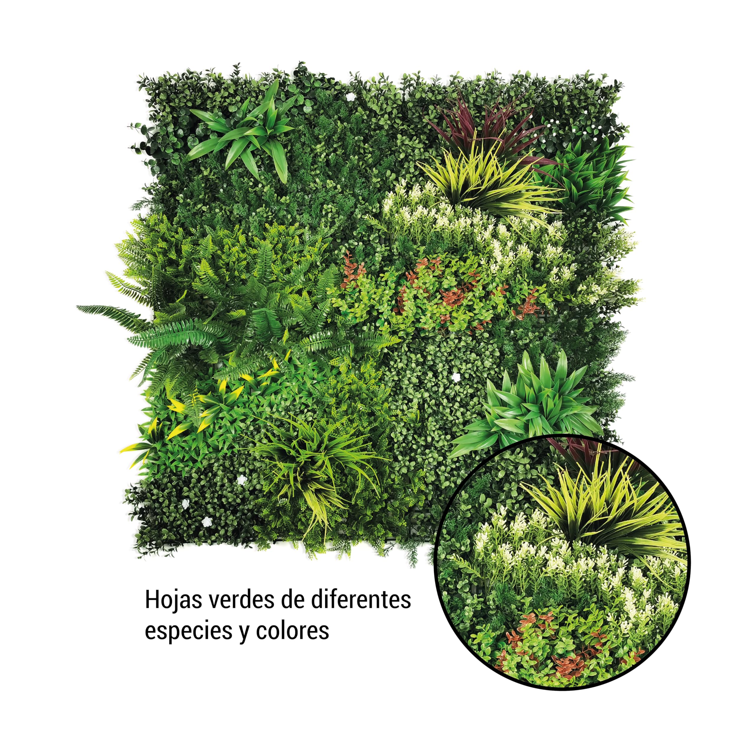 BONERVA | Jardín Vertical Jamaica | Pieza 100x100cm (1m²) | Planta Artificial Decorativa para Hogar, Oficina, Hotel, Restaurante | MAL1215