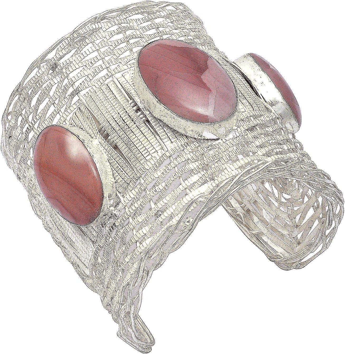 eurasia Handmade Oval Shape Agate Gemstone Silver Plated Cuff Bracelet