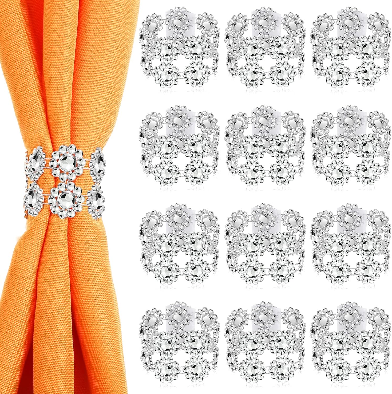 100 Pcs Disposable Napkin Rings Set Bulk, Gold Silver