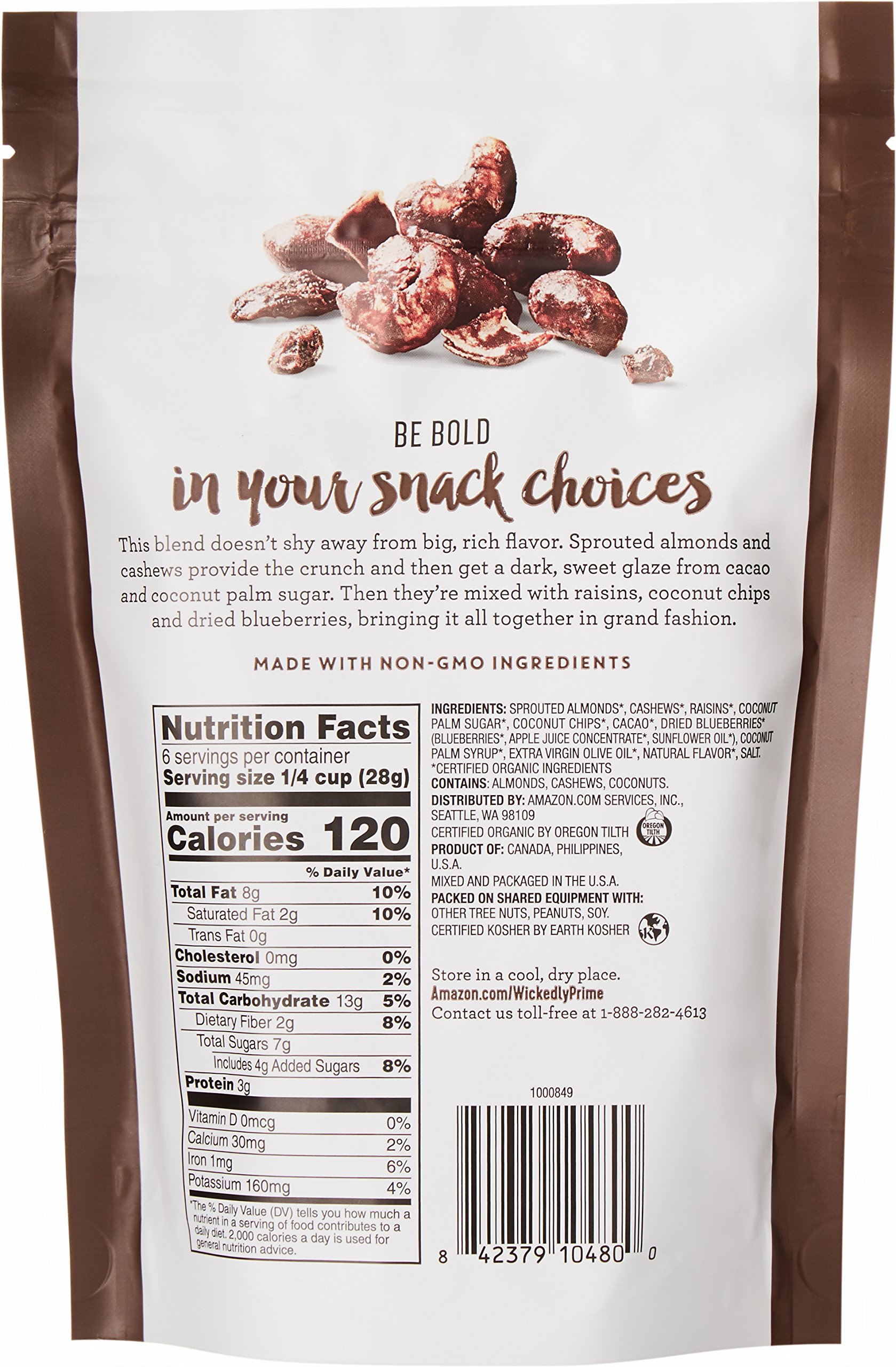 Amazon Com Wickedly Prime Organic Sprouted Nut Blend Cacao Coconut Crunch 6 Ounce