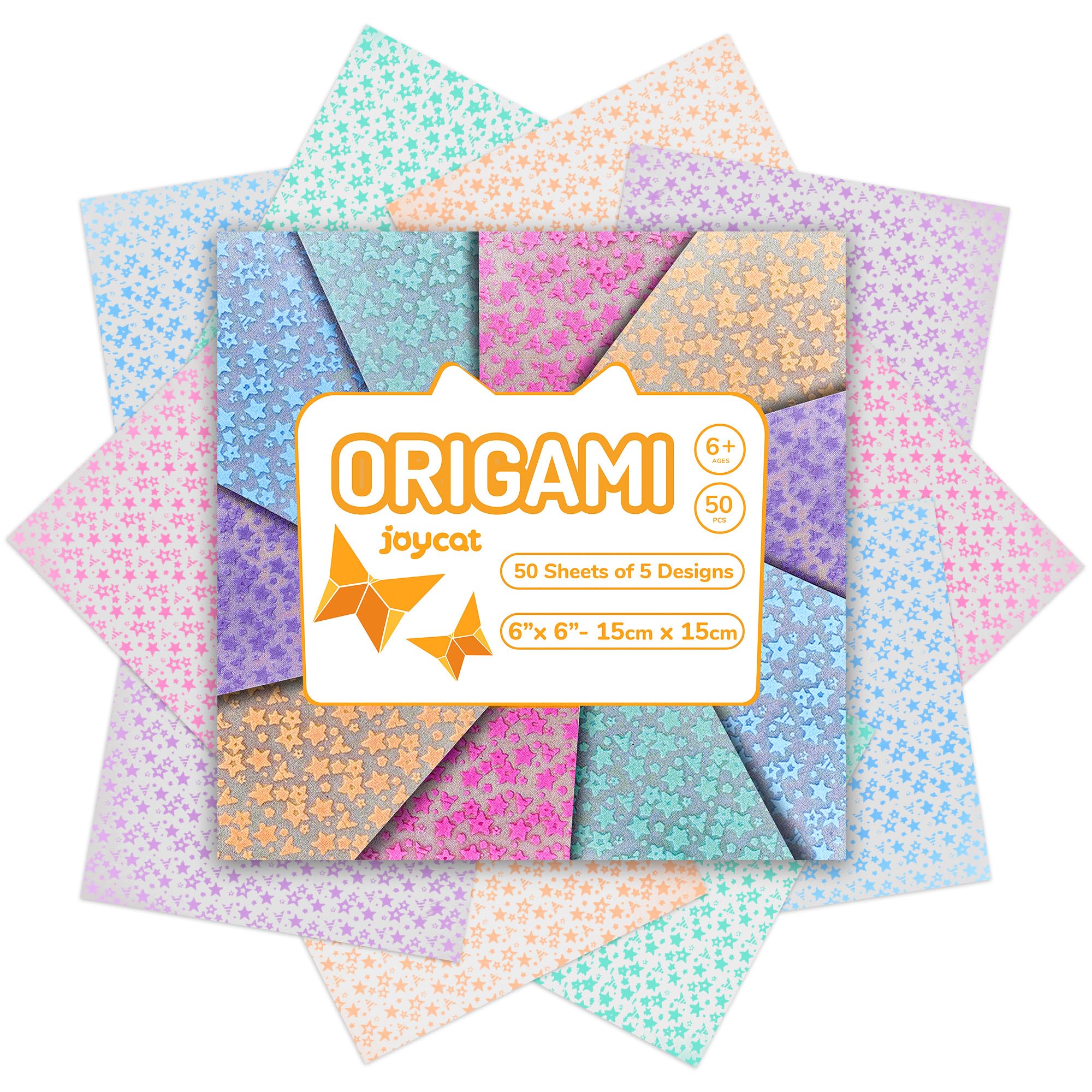 JoyCat Glow in The Dark Origami Paper - Deep Tones - 50 Sheets 6x6 Inch - Luminous DIY Craft Paper for Night Themes