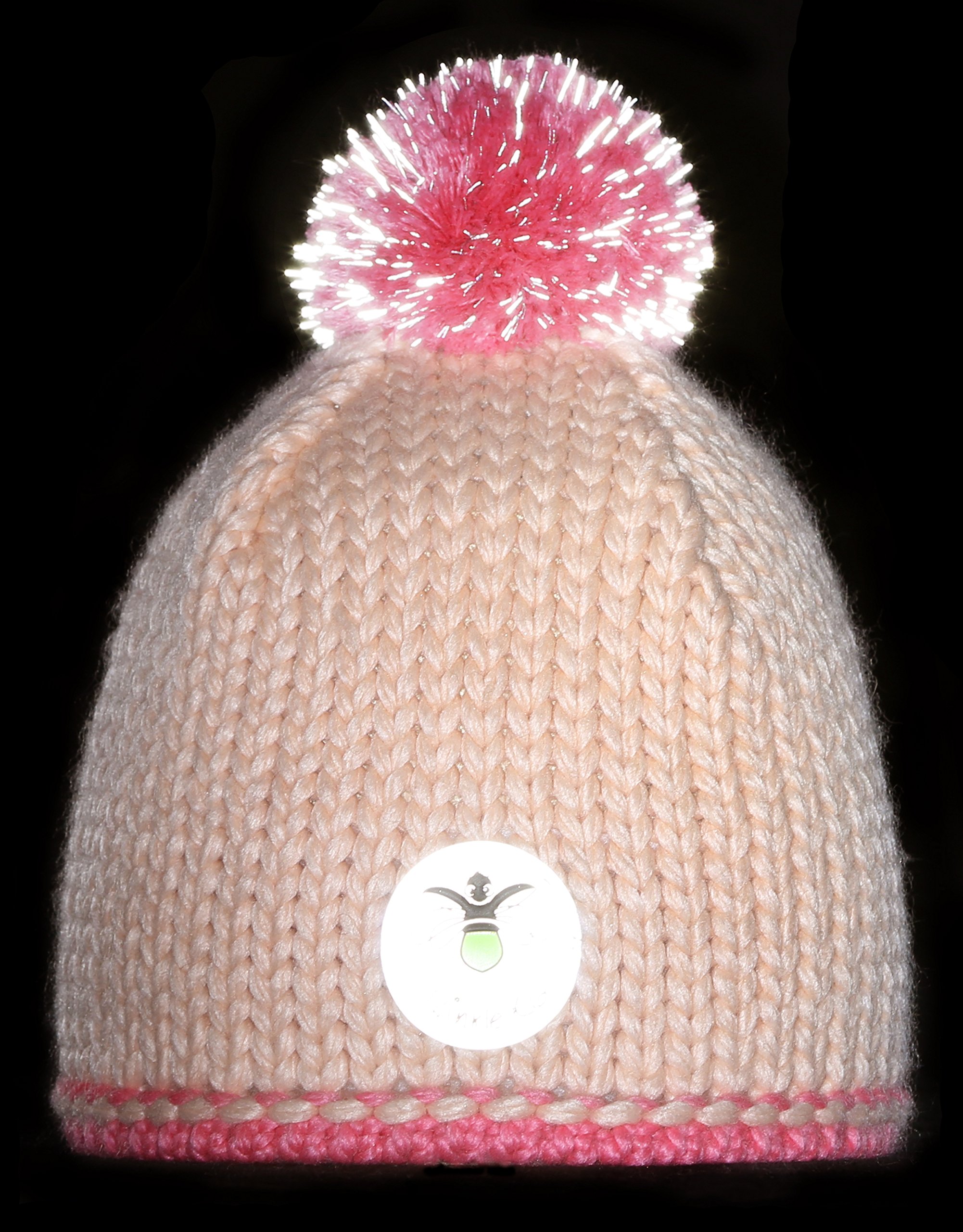 Twinkle Kid - Dziecięca czapka odblaskowa - pompon świecący czapka zimowa Tropical Peach