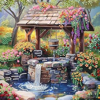 XIYOUVIGOR Diamond Art Special Shape, Garden Well 5D Diamond Painting Kits | Flower, Partial Diamond Painting, 5D, Crafts for Adults, Gem Art, Diamond Dotz, Diamond Dots, Wall Art, 11.8x11.8 in
