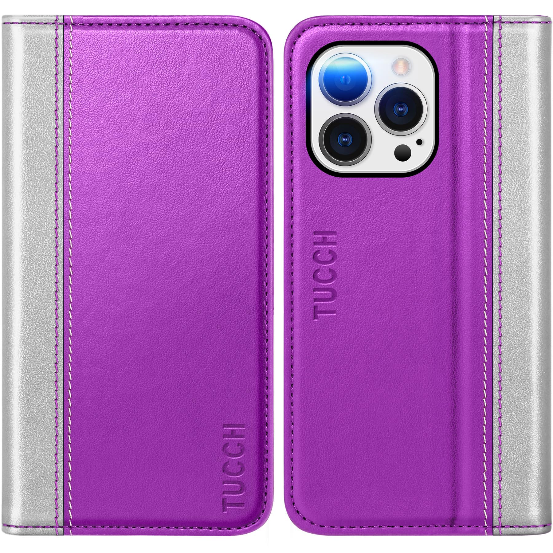 TUCCH Custodia per iPhone 14, Cover Pelle Sintetica [Blocco RFID] Portafoglio Antiurto Funzione di Supporto Slot Schede Protezione Ottimale Compatibile con iPhone 14 5G (6,1 pollici, 2022) - Ciano