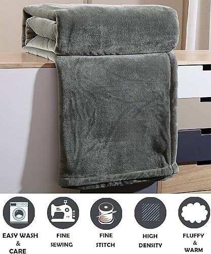 Miniatura 5 de Elegant Comfort Lujosa manta ultrasuave de microterciopelo suave y aterciopelada, tamaño individualindividual XL, color gris