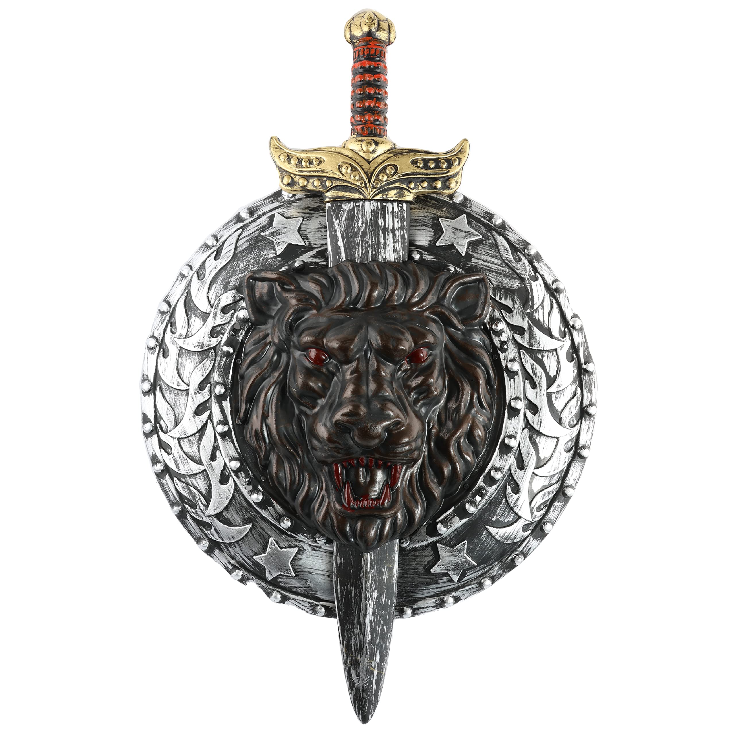 Silver Shield and Sword - Silver Gladiator Combat Sword and Shield - Perfect for Gladiator Fancy Dress, Parties and Other Fancy Dress Events
