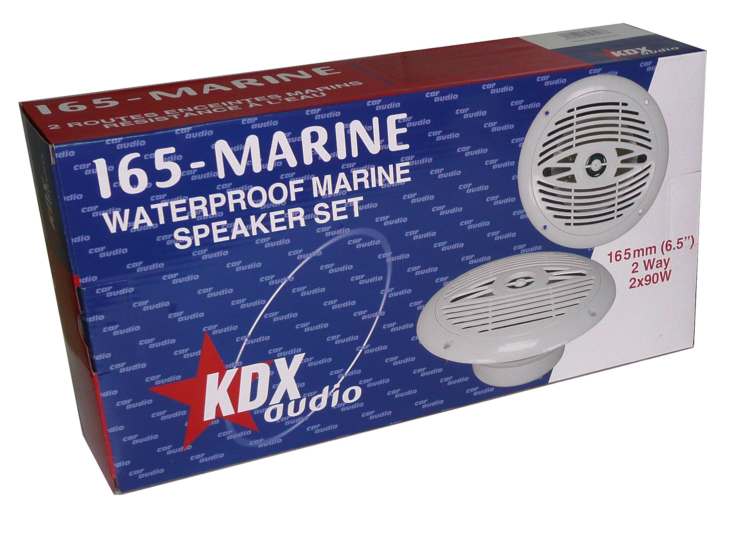 Juego de altavoces marinos KDX-Audio MARINE-165 de 6,5", 165mm, ideal para embarcaciones y sitios húmedos. Color blanco