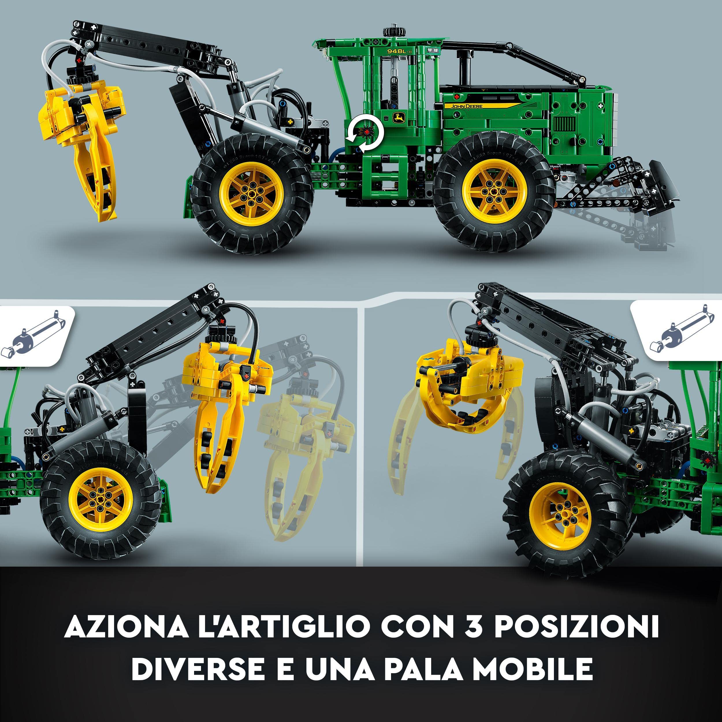 LEGO Technic Trattore John Deere 948L-II, Grande Modellino da Costruire di Veicolo Giocattolo da 1.492 Pezzi con Funzioni Pneumatiche e 4 Ruote Motrici, Modellismo per Appassionati di Ingegneria 42157