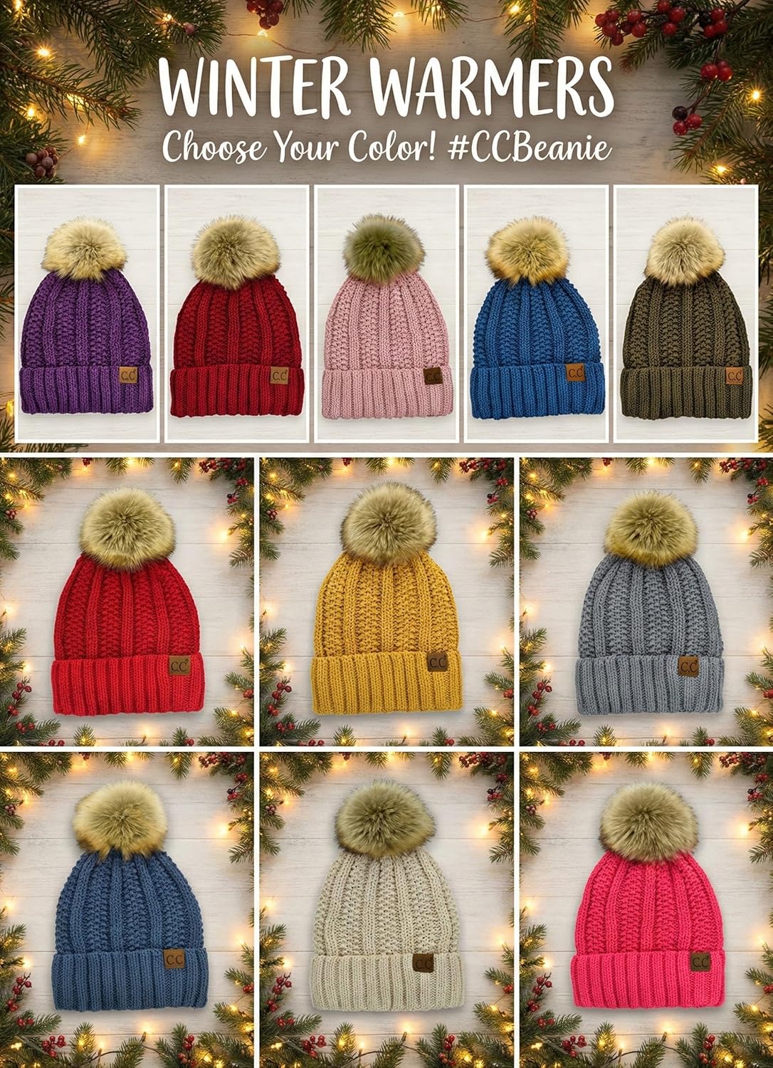 C.C Beanie Women’s Cozy Chenille Pom Hat — Warm Fashionable Soft Touch Winter Beanie - Image 5