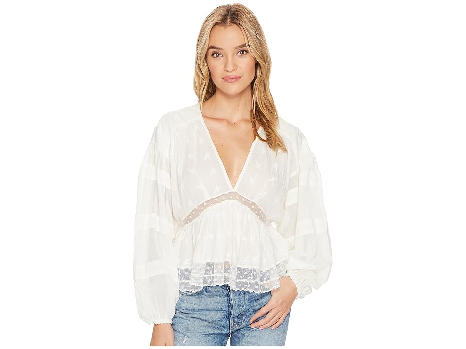 

Free People Nostalgic Feels Top (Ivory) Women's Long Sleeve Pullover