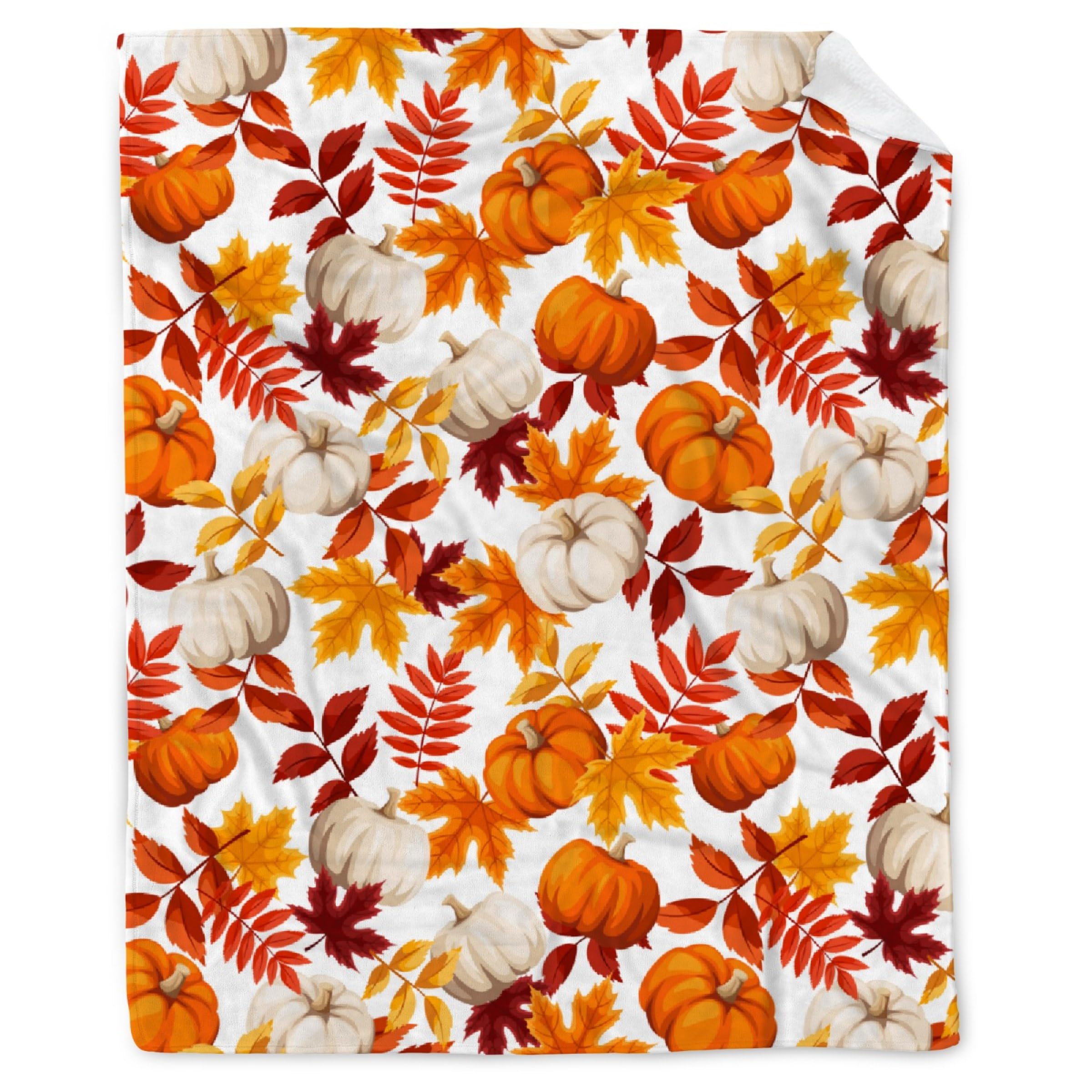 Fall Throw Blanket - Pumpkin Maple Leaf Autumn Blanket - Thanksgiving Fall Decor Gift - Ultra Plush Cozy Lightweight Thanksgiving Pumpkin Blanket for Sofa,Bed,Couch - 40"x50"-Kids/Throw Size