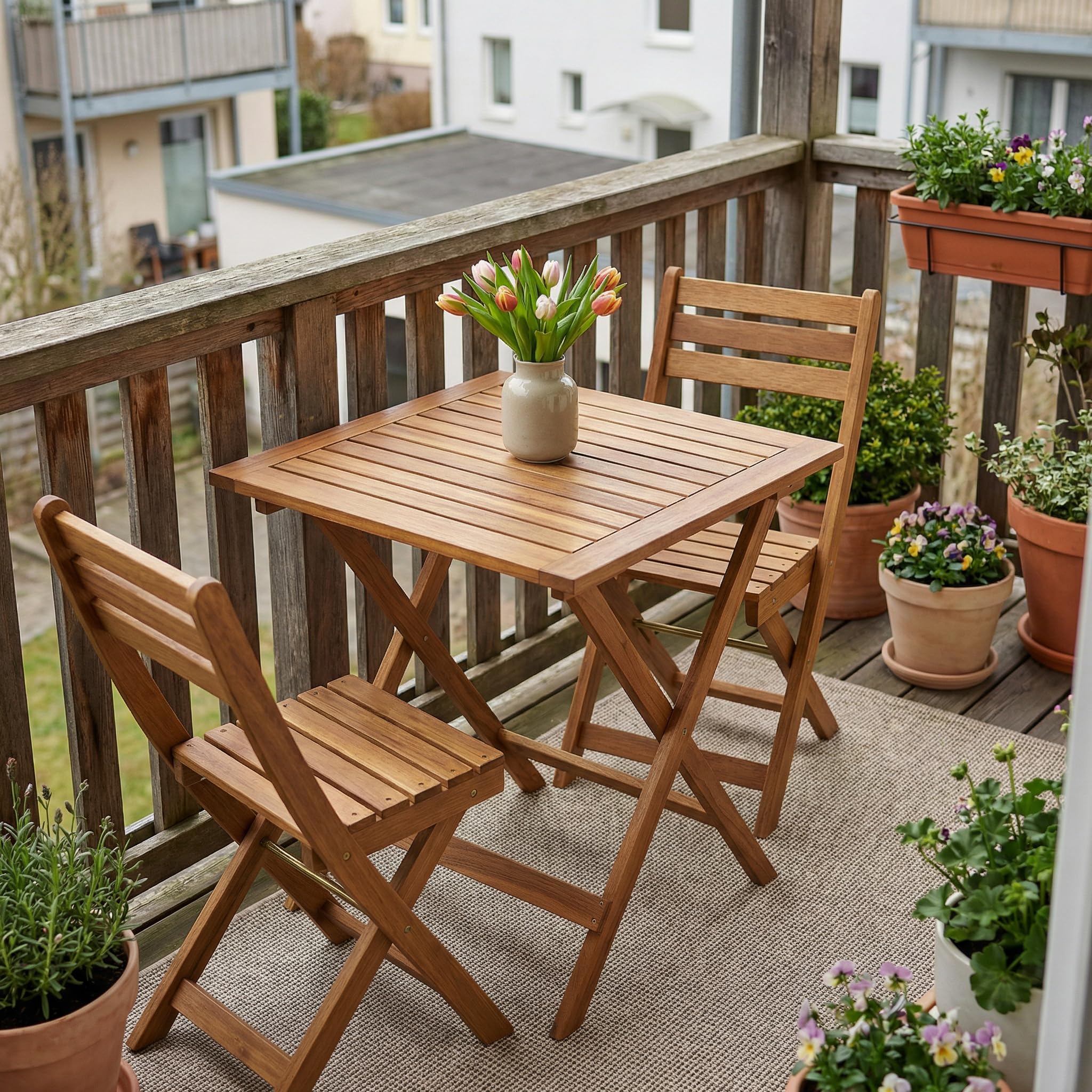 STEELSØN Lystra Gartentisch – Balkontisch 70x70 cm aus Akazienholz geölt – Klapptisch wetterfest bis 80 kg belastbar – Esstisch Garten klappbar – Outdoor-Tisch klein – Holztisch Terrasse – Gartenmöbel