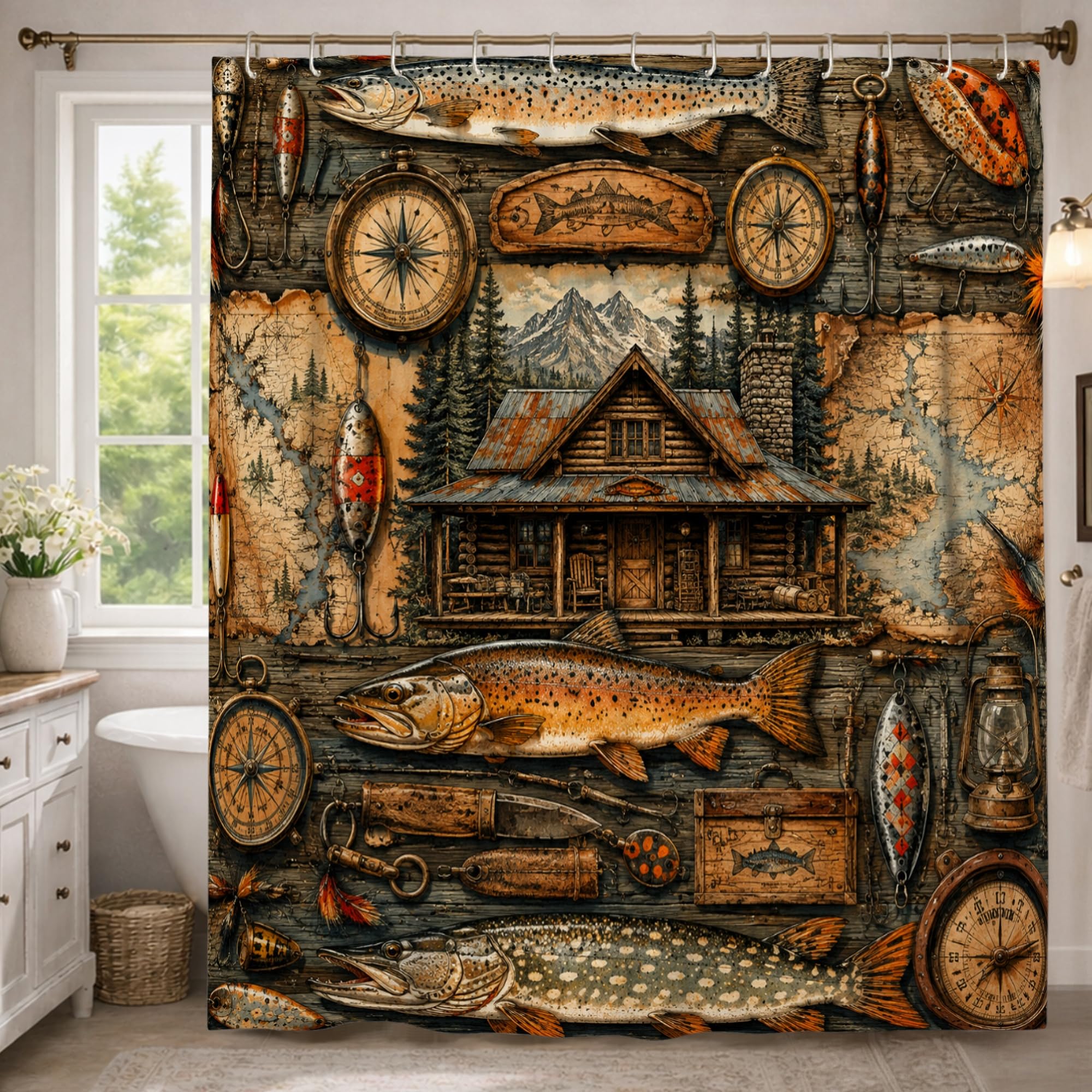 Rideau de douche extra long marron 183 x 243 cm pour sublimer la déco d'une chambre d'amis