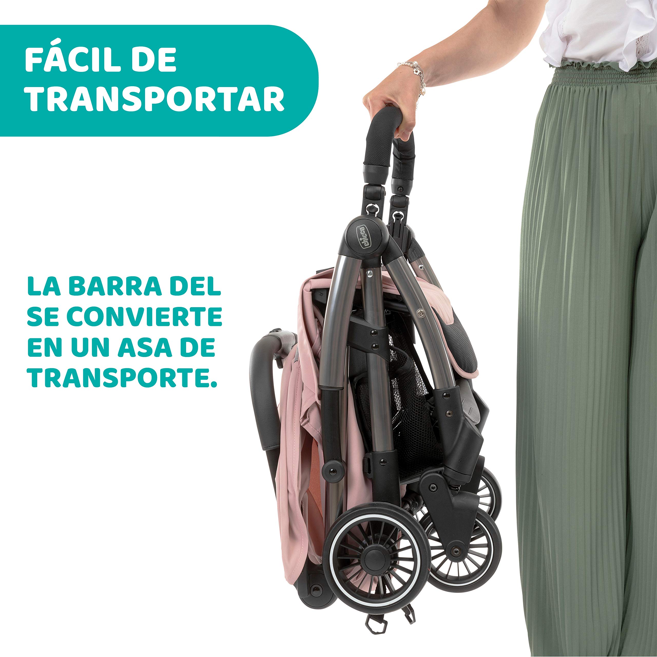 Chicco Silla Paseo Bebé Cheerio, Cochecito 0 Meses a 15 kg Ligero, Compacto, Plegable, Reclinable con Posición para Dormir, Cierre Automático en 1 Movimiento, Capota para Lluvia, Color Rosa
