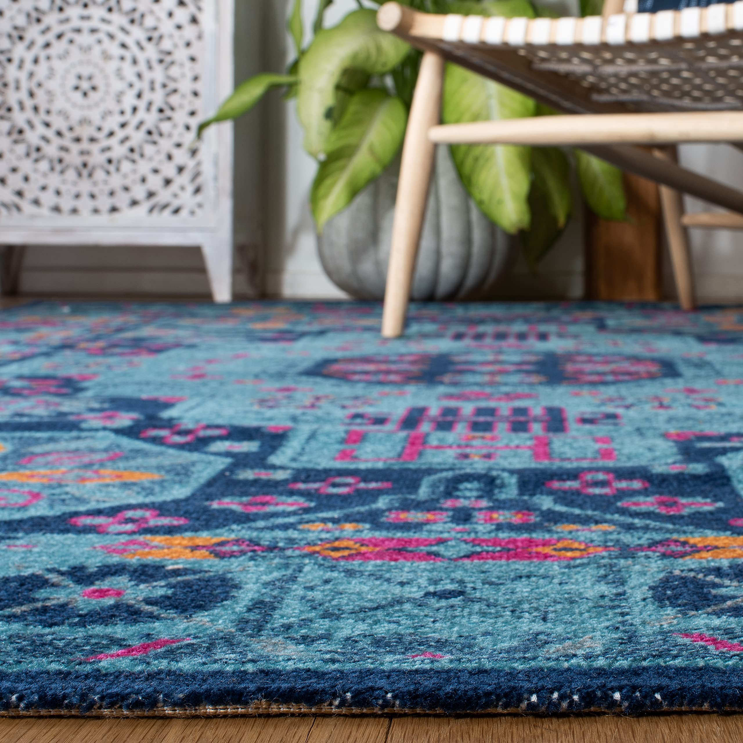 Safavieh Vintage Inspired Indoor Woven Rectangle Area Rug, Artisan Collection, ATN335, in Blue / Multi - Image 4