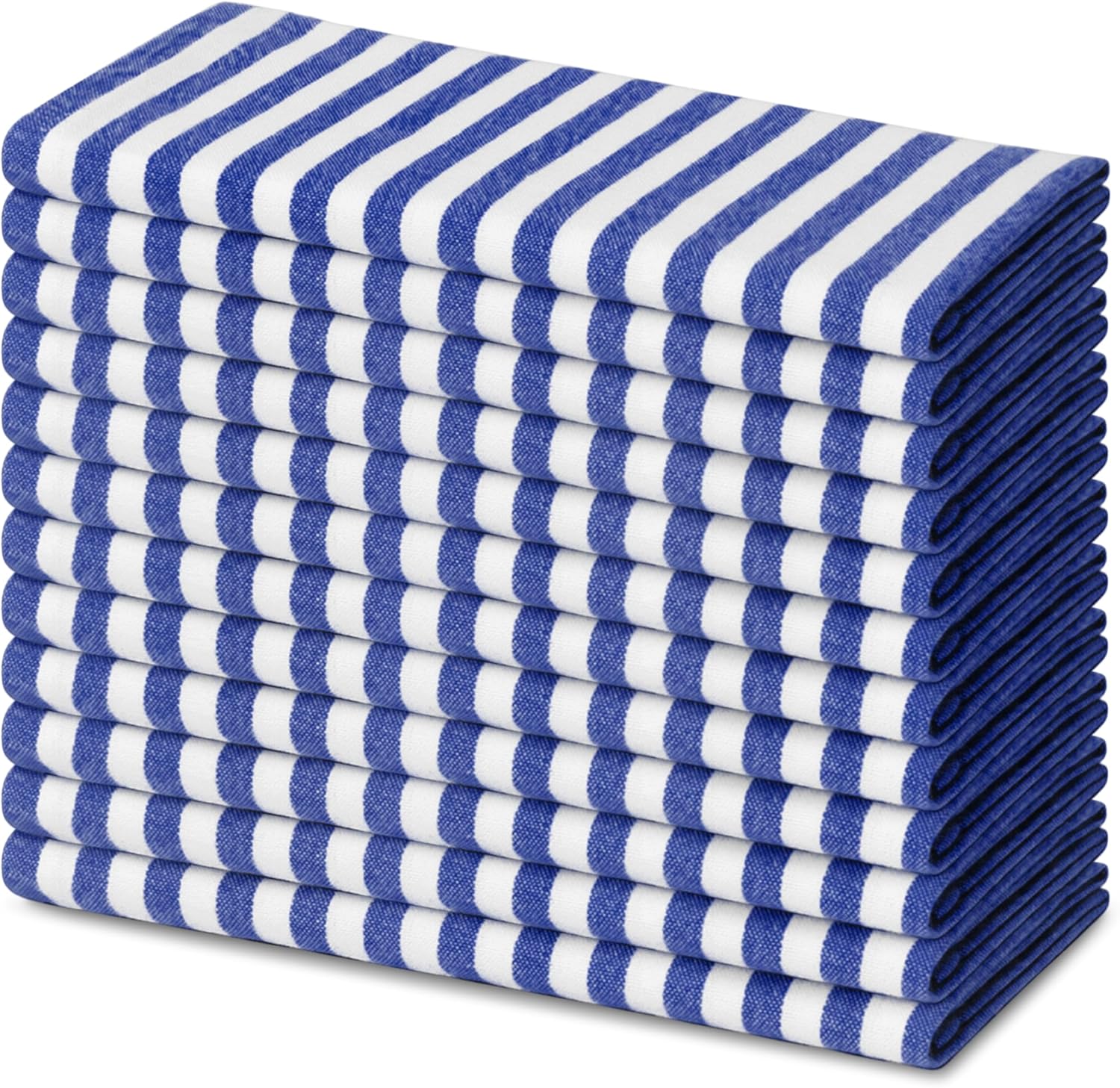 Blue Needles Striped Cloth Napkins, 100% Cotton Set of 12 Linen Fall Thanks Giving Dinner Table Napkins 18x18 Inches, Soft, Highly Absorbent, Reusable & Washable, Ideal for Everyday Use - Thanksgiving