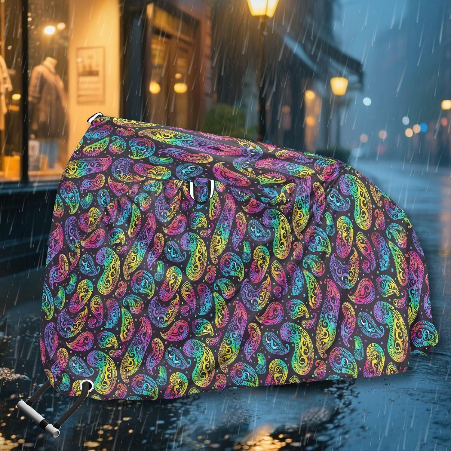 ALAZA Paisley Rainbow Color Bike Cover Waterproof Outdoor Ebike Bicycle Covers Tarp Protection for 1/2 Bikes, Sun UV Dust Wind Proof