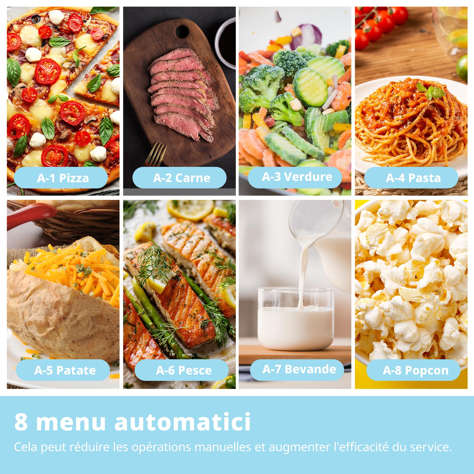 COMFEE' Forno a Microonde da Incasso Digitale, 20 Litri, 800W, Grill, 5 Livelli di Potenza, 8 Menù automatico, Funzione Defrost Rapido, Nero- CBMAG820BJL-BK
