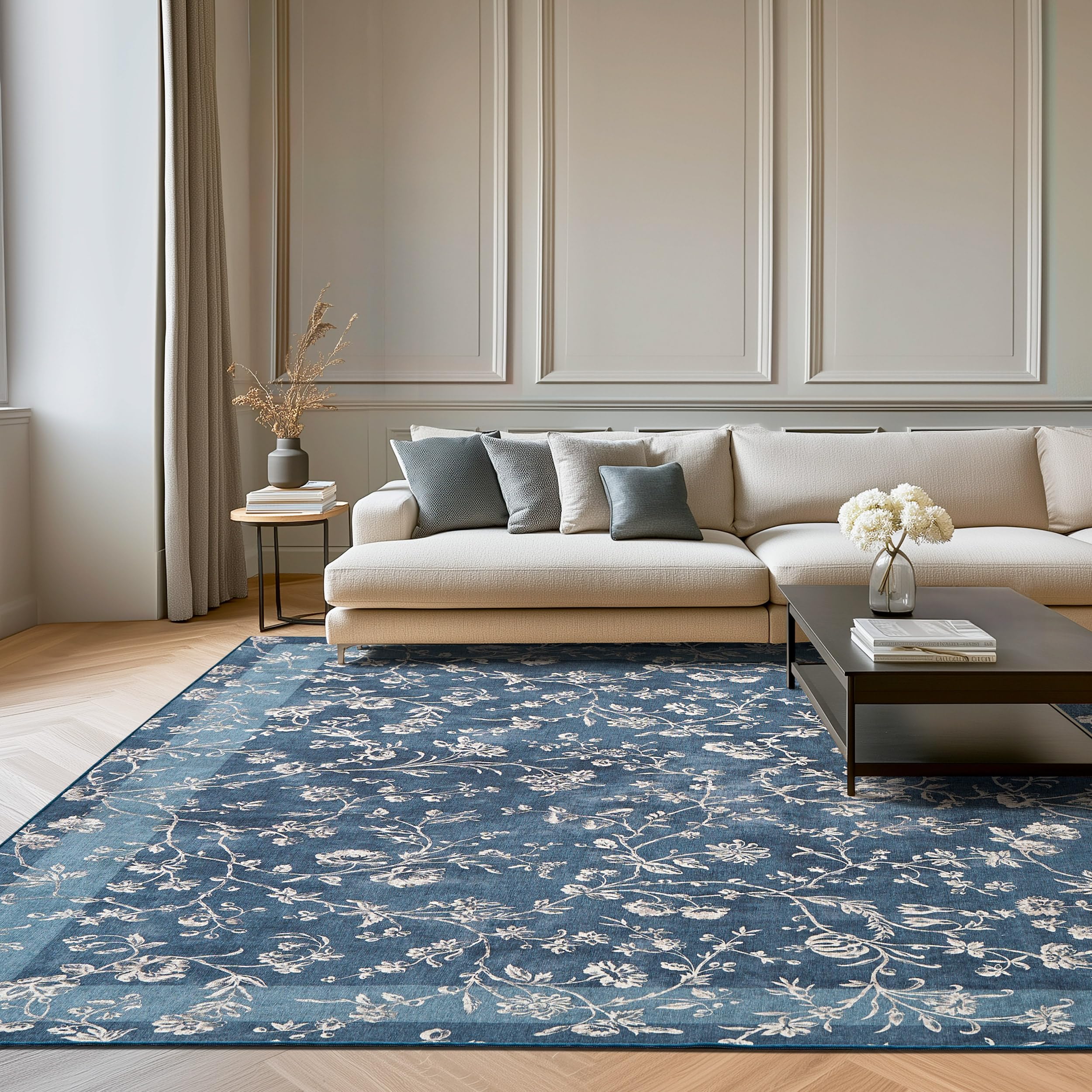 Amazon.com: Laura Ashley Dark Navy Aria Floral Border Machine