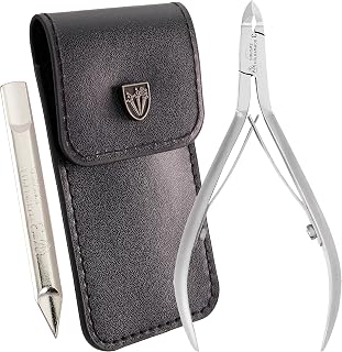 3 Swords Germany Professional Stainless Steel Cuticle Nippers - Precise Skin Remover Cutter for Manicure Pedicure Nail Care, Made in Germany with Case