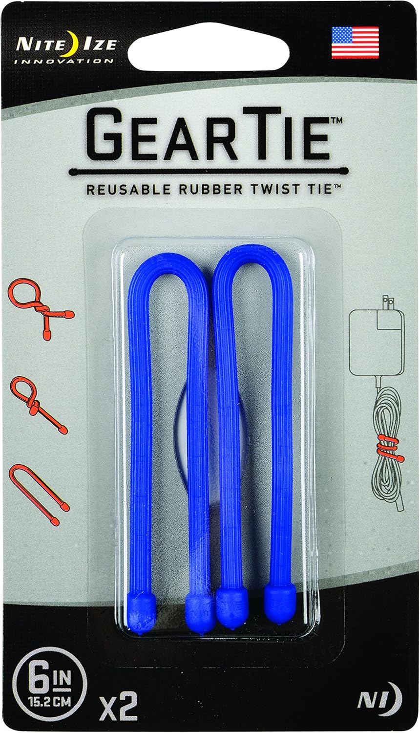 Nite Ize GT62PK03 Gear Tie Reusable 6Inch Rubber Twist Tie, 2Pack